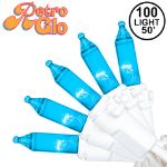 RetroGlo® Teal Mini Lights 100 Light on White Wire 50 Feet Long