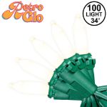 RetroGlo® White Ceramic Mini Lights 100 Light on Green Wire 34 Feet Long