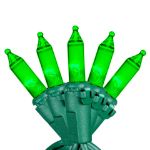 RetroGlo® Green Mini Lights 50 Light on Green Wire 11 Feet Long