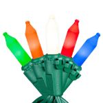 RetroGlo® Multi Color Ceramic Mini Lights 50 Light on Green Wire 11 Feet Long
