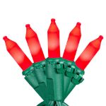 RetroGlo® Red Ceramic Mini Lights 50 Light on Green Wire 11 Feet Long