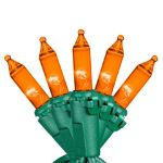 RetroGlo® Orange Mini Lights 100 Light on Green Wire 50 Feet Long