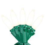 RetroGlo® White Ceramic Mini Lights 100 Light on Green Wire 34 Feet Long
