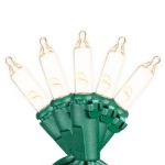 RetroGlo® Non-Connectable Clear Mini Lights 10 Light on Green Wire 5.5 Feet Long