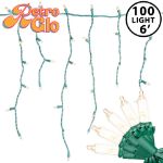 RetroGlo® Clear 100 Light Icicle Lights Green Wire Long Drops