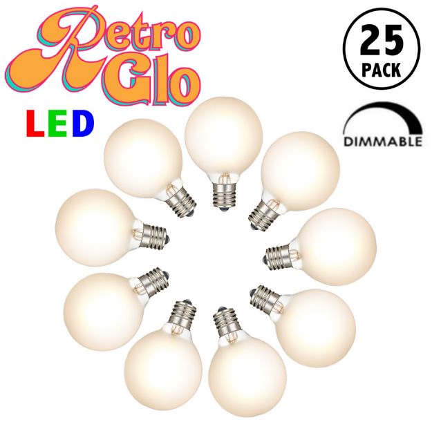 RetroGlo® Warm White Satin G40 Globe Bulbs 25 Pack