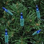 Blue 50 Light 25' Long Green Wire Christmas Mini Lights