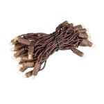 35 Light Non Connectable Warm White LED Mini Lights Brown Wire