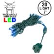 20 Light Blue LED Mini Lights Green Wire