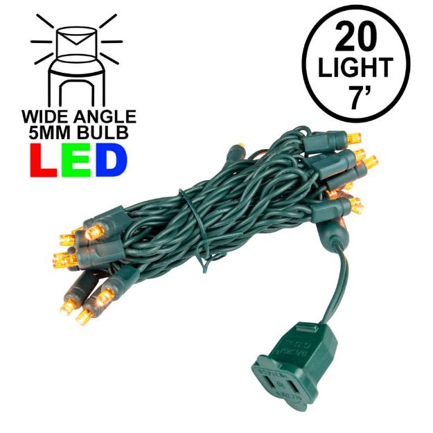 20 Light Orange LED Mini Lights Green Wire