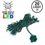 20 Light Pure White LED Mini Lights Green Wire
