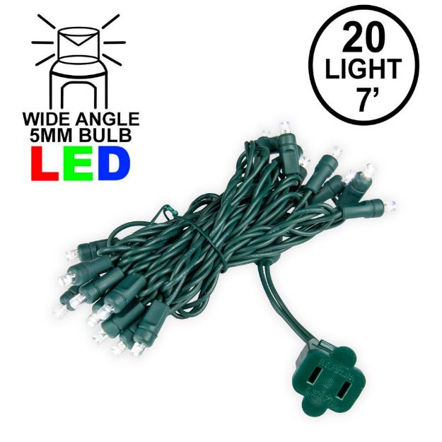 20 Light Pure White LED Mini Lights Green Wire