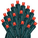 20 Light Red LED Mini Lights Green Wire