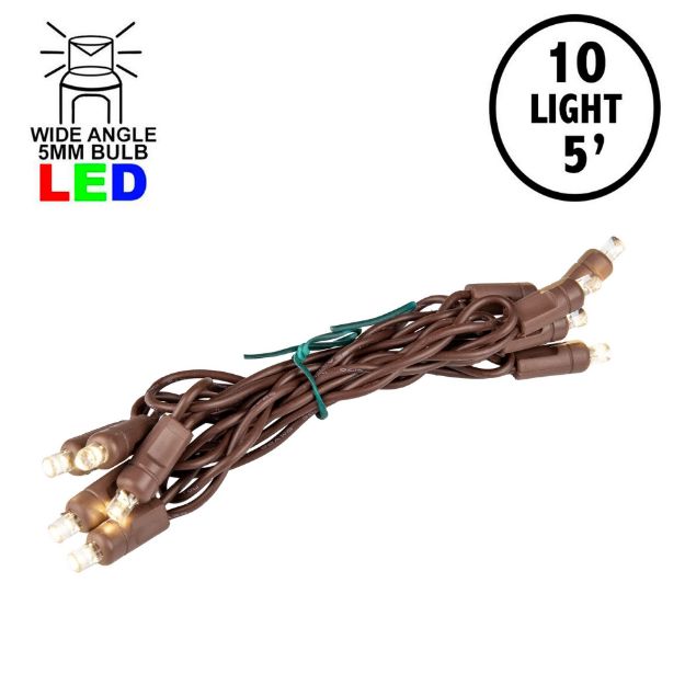 10 Light Non Connectable Warm White LED Mini Lights Brown Wire