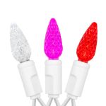 Red/Pink/Pure White 70 LED C6 Strawberry Mini Lights Commercial Grade on White Wire