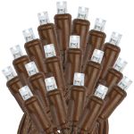35 Light Non Connectable Pure White LED Mini Lights Brown Wire