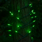 RetroGlo® Green Ceramic Mini Lights 50 Light on Green Wire 25 Feet Long