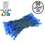 G12 50 LED Blue 6" Spacing Green Wire