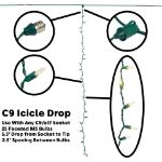 25 LED C9 Icicle Drop Green Wire - Warm White