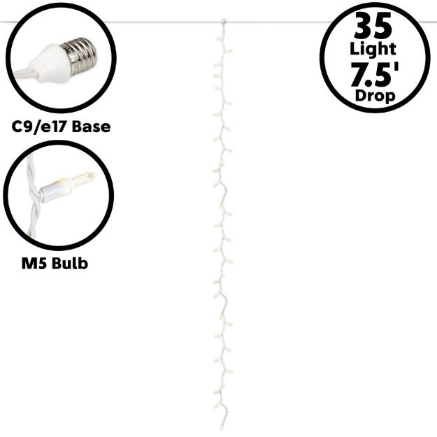 35 LED C9 Icicle Drop White Wire - Warm White