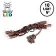 10 Light Pure White LED Mini Lights Brown Wire