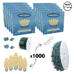 C9 Decorate Like a Pro® Kit - 1000' LED Diamond Faceted Warm White Green Wire w/12" Bulb Spacing