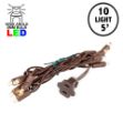 10 Light Warm White LED Mini Lights Brown Wire