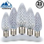 PeakPro Twinkle Pure White C9 LED Replacement Bulbs 25 Pack