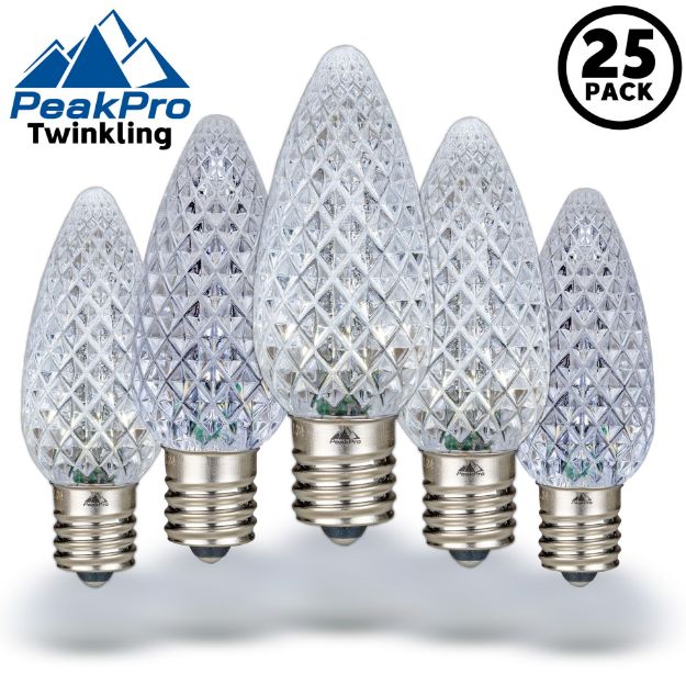 PeakPro Twinkle Pure White C9 LED Replacement Bulbs 25 Pack