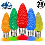 PeakPro Twinkle Multi/Assorted C9 LED Replacement Bulbs 25 Pack