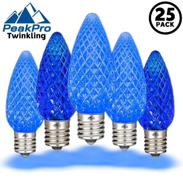 PeakPro Twinkle Blue C9 LED Replacement Bulbs 25 Pack