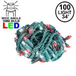Commercial Grade Wide Angle 100 LED Red & Pure White 34' Long on Green Wire