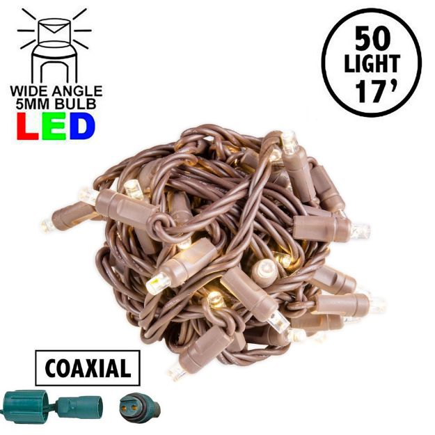 Coaxial 50 LED Old Color Warm White (19WW) 4" Spacing Brown Wire