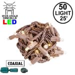 Coaxial 50 LED Old Color Warm White (19WW) 6" Spacing Brown Wire