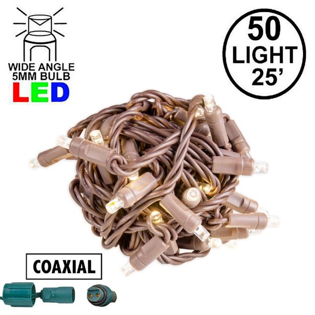 Coaxial 50 LED Old Color Warm White (19WW) 6" Spacing Brown Wire