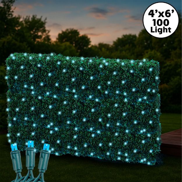 Teal LED Net Lights 4x6 Green Wire
