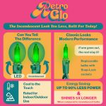 RetroGlo® Green Mini Lights 50 Light on Green Wire 11 Feet Long