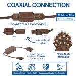 Coaxial 50 LED Old Color Warm White (19WW) 4" Spacing Brown Wire