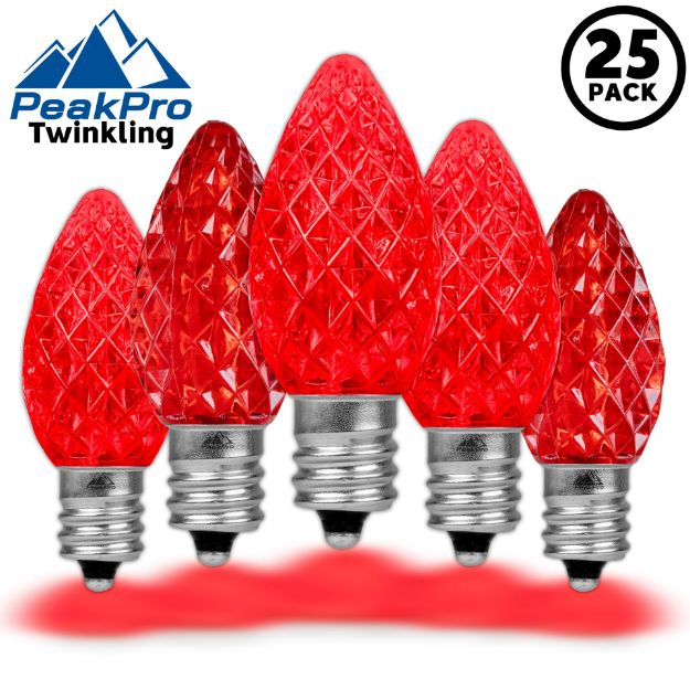 PeakPro Twinkle Red C7 LED Replacement Bulbs 25 Pack