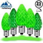 PeakPro Twinkle Green C7 LED Replacement Bulbs 25 Pack