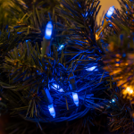 RetroGlo® Blue Ceramic Mini Lights 50 Light on Green Wire 11 Feet Long
