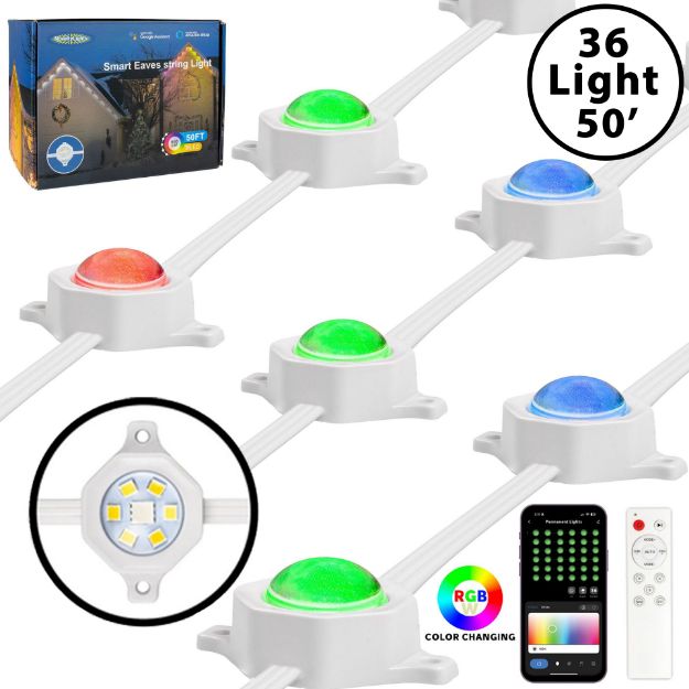 50ft Permanent Outdoor Eve Lights App Controlled RGBTW White Wire