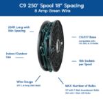 Novelty Lights C9 250' Spool 18" Spacing 8 Amp Green Wire