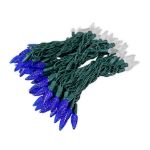 Blue/Pure White 100 LED C6 Strawberry Mini Lights Commercial Grade Green Wire