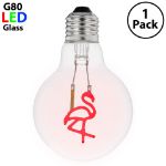 LED Flamingo Decorative Filament G80 Medium Base Glass Bulb  - 1pk