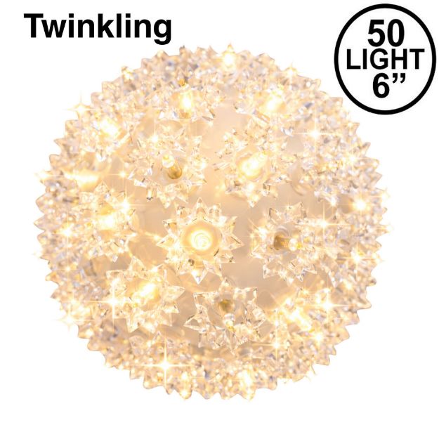 50 Light 6" Clear Twinkling Starlight Spheres