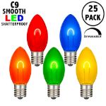 Multi C9 U-Shaped LED Plastic Flex Filament Replacement Bulbs 25 Pack 
