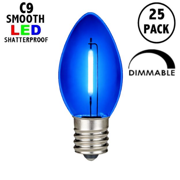 Blue C9 LED Plastic Filament Replacement Bulbs 25 Pack 
