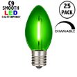 Green C9 LED Plastic Filament Replacement Bulbs 25 Pack 