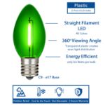 Green C9 LED Plastic Filament Replacement Bulbs 25 Pack 